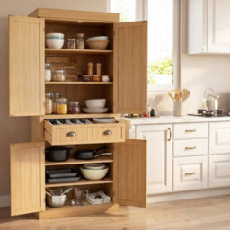 Large Pantry Cabinet 2 Door Floor Utility Storage Cabinet - thumbnail 3