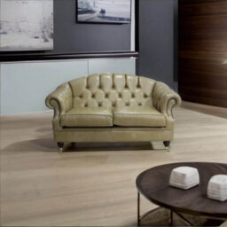 Chesterfield 2 Seater Old English Dark Sand Leather Sofa Settee Bespoke In Victoria Style - thumbnail 2