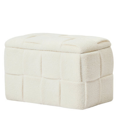 Nordlys White Bouclé Storage Bench Modern Design Style Living Room - image 1
