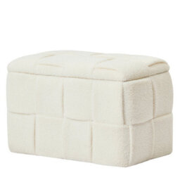 Nordlys White Bouclé Storage Bench Modern Design Style Living Room - thumbnail 1