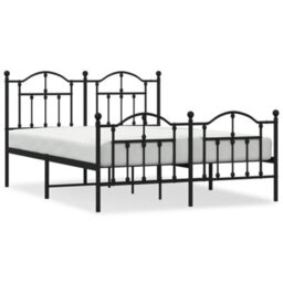 Berkfield Metal Bed Frame With Headboard And Footboard Black 135X190 Cm - thumbnail 2