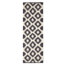 Homescapes Zurich Handwoven Black And White 100% Cotton Geometric Pattern Kilim Rug, 66 X 200 Cm - thumbnail 2