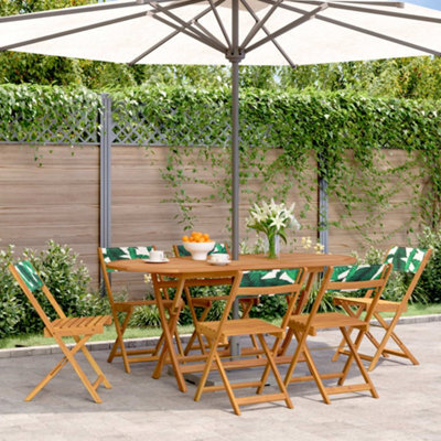 Berkfield Folding Garden Chairs 6 Pcs Green Fabric And Solid Wood - image 1