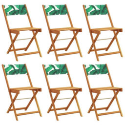 Berkfield Folding Garden Chairs 6 Pcs Green Fabric And Solid Wood - thumbnail 2