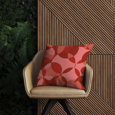 Warren Reed Designer Red Circle Pattern Outdoor Cushion 60Cm X 60Cm
