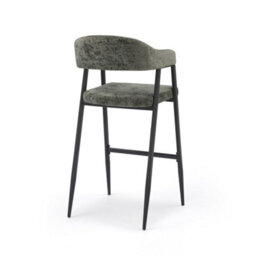 Set Of 2 Breakfast Bar Stools In Textured Chenille Green - thumbnail 5
