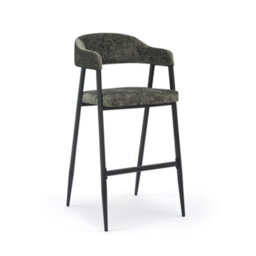 Set Of 2 Breakfast Bar Stools In Textured Chenille Green - thumbnail 3
