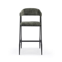 Set Of 2 Breakfast Bar Stools In Textured Chenille Green - thumbnail 2