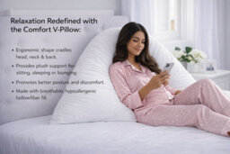 ARLinens Hollowfiber V Shaped Pillow Head Neck Back Orthopedic Nursing Pregnancy Support. - thumbnail 7