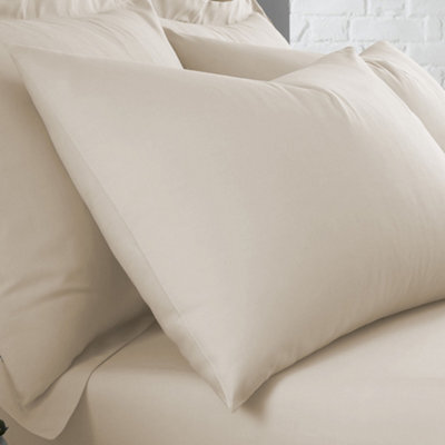 Serene Plain Dyed Soft Touch Natural Pair Of Housewife Pillowcases - image 1