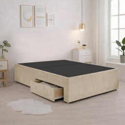 Luxury Cream Plush Milan Small Double Bed Frame With Mattress 54 Inches Wingback Headboard 2 Footend Storage Drawers - thumbnail 6