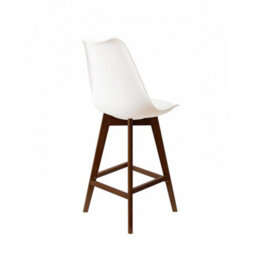 Fusion Living Soho White Plastic Bar Stool With Dark Wood Legs - thumbnail 4
