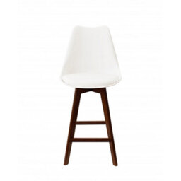 Fusion Living Soho White Plastic Bar Stool With Dark Wood Legs - thumbnail 6