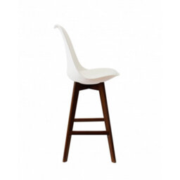 Fusion Living Soho White Plastic Bar Stool With Dark Wood Legs - thumbnail 5