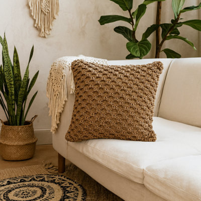 Wyld Haus Set Of 2 Riomaggiore Coffee Macrame Cushion Covers 450 X 450 mm - image 1
