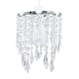 Valuelights Chandelier Design Ceiling Light Shade With Clear Acrylic Jewel Effect Droplets (D)16Cm