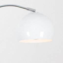 Valuelights Designer Style Chrome Stem Floor Lamp With White Arco Style Metal Dome Light Shade With Led Gls Bulb In Warm White - thumbnail 3