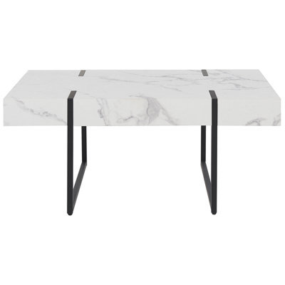 Wyld and Coco Nova Marble-Effect Coffee Table, White Top With Black Metal Legs, 100 X 60 X 43 Cm - image 1