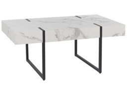 Wyld and Coco Nova Marble-Effect Coffee Table, White Top With Black Metal Legs, 100 X 60 X 43 Cm - thumbnail 3