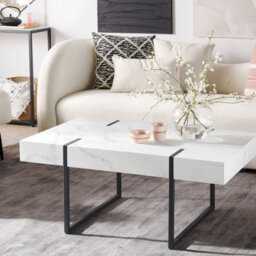 Wyld and Coco Nova Marble-Effect Coffee Table, White Top With Black Metal Legs, 100 X 60 X 43 Cm - thumbnail 2