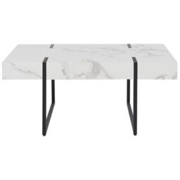 Wyld and Coco Nova Marble-Effect Coffee Table, White Top With Black Metal Legs, 100 X 60 X 43 Cm - thumbnail 1