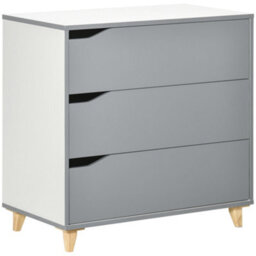 Homcom Chest Of Drawers, 3 Drawer Unit Storage Organiser For Bedroom, Grey - thumbnail 2