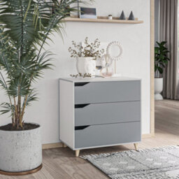 Homcom Chest Of Drawers, 3 Drawer Unit Storage Organiser For Bedroom, Grey - thumbnail 1