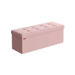 Songmics Padded Storage Chest, Convenient Foldable Bench With Lid, Ideal For Bedroom, Hallway, Living Room, Jelly Pink - thumbnail 6