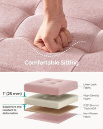 Songmics Padded Storage Chest, Convenient Foldable Bench With Lid, Ideal For Bedroom, Hallway, Living Room, Jelly Pink - thumbnail 4
