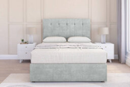 "Sloomy Highbury Silver Naples Divan Bed Base 2 Drawers Same Side - 54"" Floor Standing Headboard 2'6 Small Single"