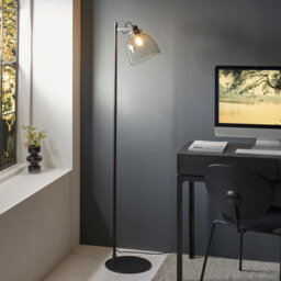 Luminosa Lighting Luminosa Urban Task Floor Lamp Smokey Grey Tinted Glass & Black Chrome Plate E27 - thumbnail 2