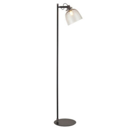 Luminosa Lighting Luminosa Urban Task Floor Lamp Smokey Grey Tinted Glass & Black Chrome Plate E27
