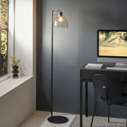 Luminosa Lighting Luminosa Urban Task Floor Lamp Smokey Grey Tinted Glass & Black Chrome Plate E27 - thumbnail 3