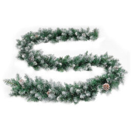 Berkfield Christmas Garland With Led Lights Green 2.7 M Pvc - thumbnail 4