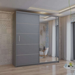 Sliding Wardrobes 4 u LTD Modern Sliding Wardrobe With Led Light And Ample Storage Grey 180Cm - thumbnail 2