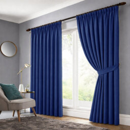 Bedlooms Navy Blackout Curtain Thermal Insulated Pencil Pleat Large Window Curtain (Pair) 90 X 90 Inches With Tie Backs - thumbnail 2