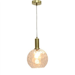 First Choice Lighting Set Of 2 Barnum - Clear Dimple Glass Globe Satin Brass Deco Pendants - thumbnail 3
