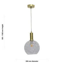 First Choice Lighting Set Of 2 Barnum - Clear Dimple Glass Globe Satin Brass Deco Pendants - thumbnail 6