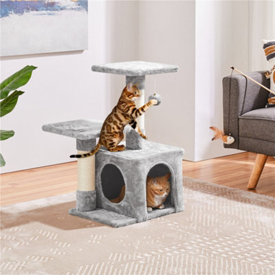Yaheetech Light Grey 69Cm Cat Tree Tower With Condo & Perches & Scratching Posts Cat Activity Center For Kittens - image 1