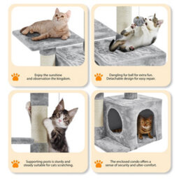 Yaheetech Light Grey 69Cm Cat Tree Tower With Condo & Perches & Scratching Posts Cat Activity Center For Kittens - thumbnail 4
