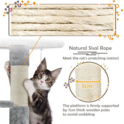 Yaheetech Light Grey 69Cm Cat Tree Tower With Condo & Perches & Scratching Posts Cat Activity Center For Kittens - thumbnail 5