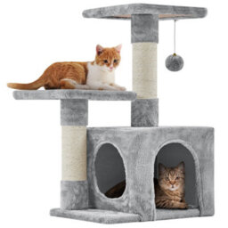 Yaheetech Light Grey 69Cm Cat Tree Tower With Condo & Perches & Scratching Posts Cat Activity Center For Kittens - thumbnail 2