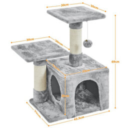 Yaheetech Light Grey 69Cm Cat Tree Tower With Condo & Perches & Scratching Posts Cat Activity Center For Kittens - thumbnail 3