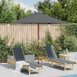 Walplus Garden Parasol With Wooden Pole 150X200 Cm Anthracite
