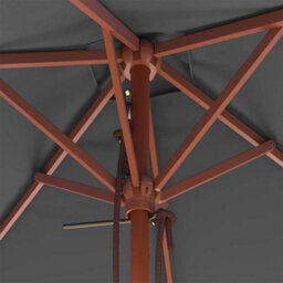Walplus Garden Parasol With Wooden Pole 150X200 Cm Anthracite - thumbnail 8