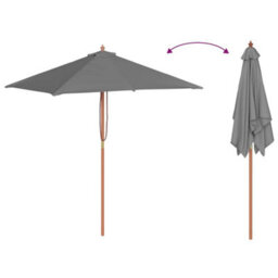 Walplus Garden Parasol With Wooden Pole 150X200 Cm Anthracite - thumbnail 6