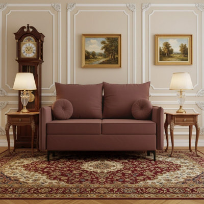 Leon Small Mdf Sofa Bed With Dl Fold Out Bonell Springs Metal Legs Storage Living Room 145X94X101Cm Dusty Pink - image 1