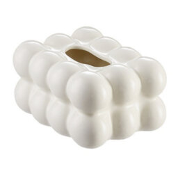 Living And Home Milk White Stylish Ceramic Tissue Box For Living Room - thumbnail 3