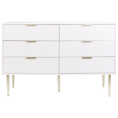 Wyld And Coco Nordic White 6-Drawer Chest Of Drawers With Metal Legs, Scandinavian Bedroom Storage - image 1