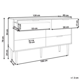 Wyld And Coco Nordic White 6-Drawer Chest Of Drawers With Metal Legs, Scandinavian Bedroom Storage - thumbnail 4